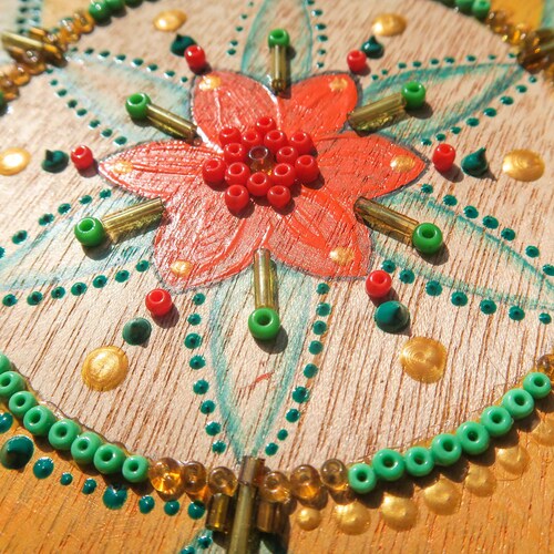 Shops Wood Mandala Wall Art - dots & beads