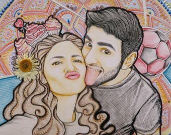 Retrato personalizado - regalos de aniversario para novio - TatiART