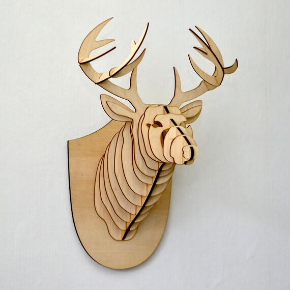 Deer Head Decor Stag Wood Wall Wooden Animal Art Home