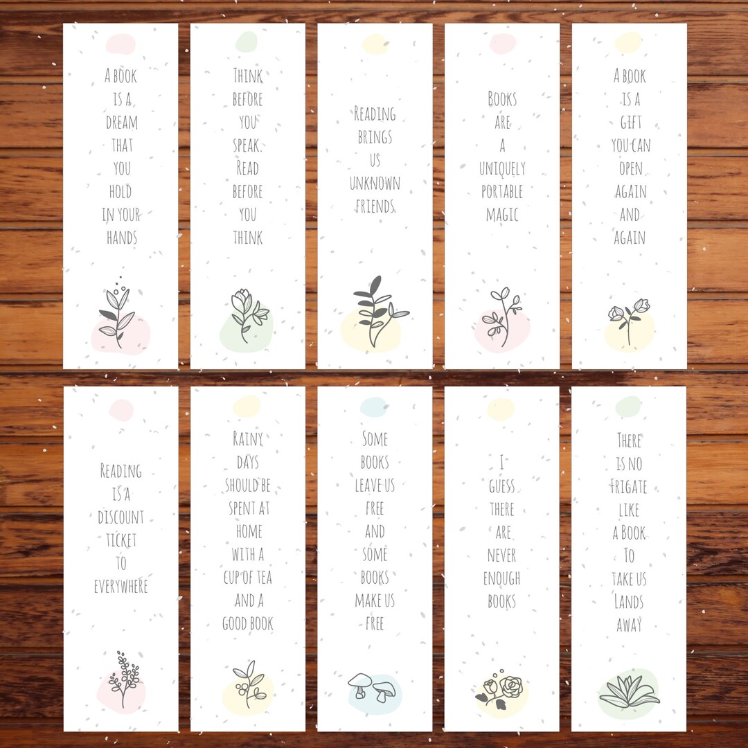 Printable Quote Minimal Design Bookmark Set, Motivational and ...