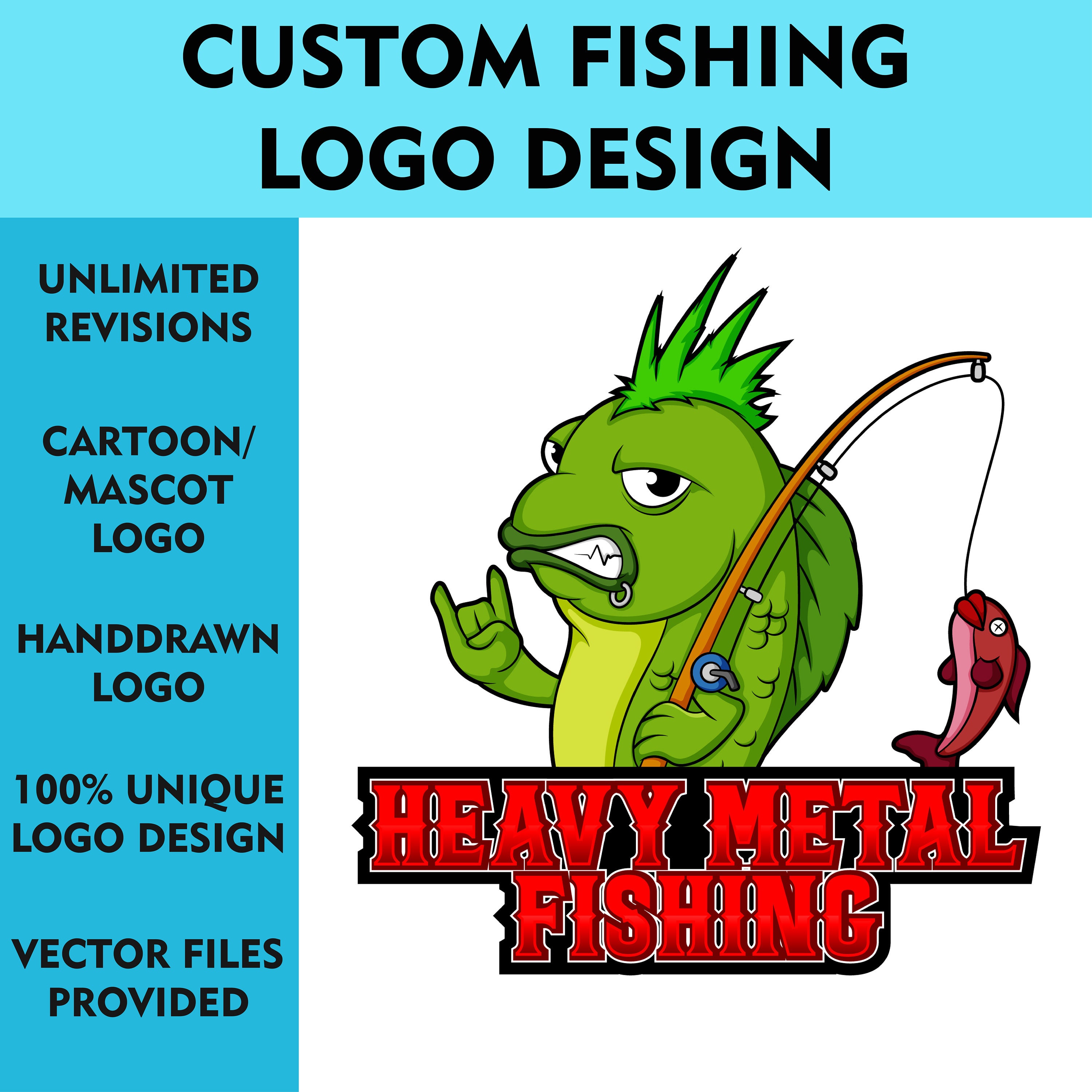 Custom Fishing Logo Design Bass Fishing Logo Design Shark Etsy
