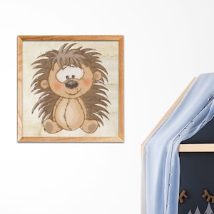 Cute Porcupine Printable Art File, Baby Porky Painting Art for Kids Room Wall Art, Download XL JPG Print Files, DIY Decor for Nursery