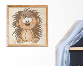 Cute Porcupine Printable Art File, Baby Porky Painting Art for Kids Room Wall Art, Download XL JPG Print Files, DIY Decor for Nursery