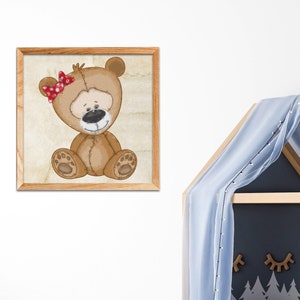 Cute Bear Printable File, Bear Painting Art for Kids Room Wall Art, Baby Download Large JPG Print Files, DIY Decor for Nursery, SVG