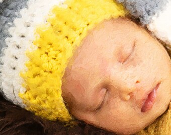 Custom Baby Oil Paint Portrait From U Photo | Custom Gift | Ready to Hang Canvas With Wood Hanger Frame | Kids PersonlizedPortrait