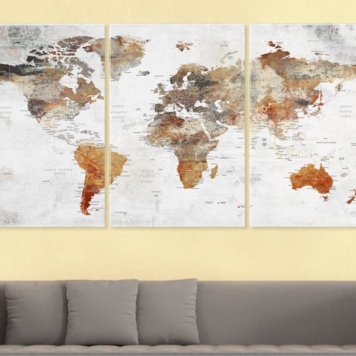 World Map Canvas, Large Wall Art shops Push Pin Canvas, Adventure and Travel Decoration