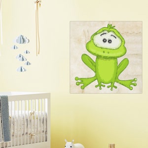 Cute Frog Printable Art File, Baby Room Frog Painting Art for Kids Room Wall Art, Download XL JPG Print Files, DIY Decor for Nursery