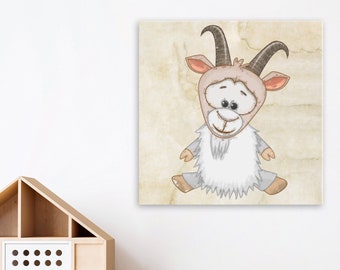Cute Goat Printable Art File, Baby Goat Painting Art for Kids Room Wall Art, Download Large JPG Print Files, DIY Decor for Nursery, SVG