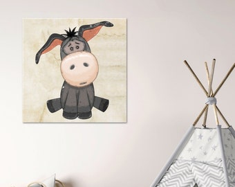 Cute Animal Printable File, Donkey Painting Art for Kids Room Wall Art, Colt Download Large JPG Print Files, DIY Decor for Nursery, SVG