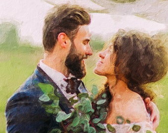 Custom Portrait Wedding Gift, Canvas Gift for Couple, Amazing Art for Bride and Groom, Family Oil Paint From Photo, Memory Great Decor
