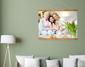 Personalized Photo Canvas With Hanger Frame, Mothers Day Gift, Canvas Banner, Custom Hanger Decor, Photo to Painting Immortal Gift
