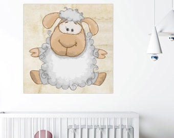 Cute Baby Sheep Printable Art File, Lamb Painting Art for Kids Room Wall Art, Download XL JPG Print Files, DIY Decor for Nursery