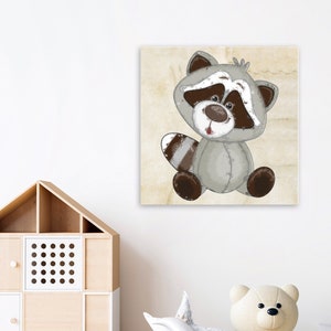 Cute Raccoon Printable Art File, Baby Raccoon Painting  Art for Baby Room Wall Art, Download XL JPG Print Files, DIY Decor for Nursery