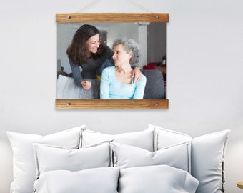 Personalized Mothers Day Gift, Photo to Paint Canvas Banner, Customizable Canvas with Hanger, Photo to Painting Immortal Gift