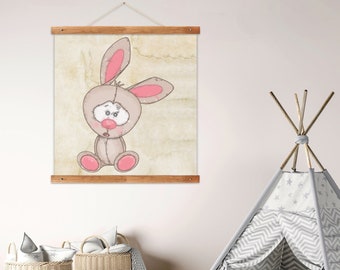 Cute Rabbit Printable Art File, Baby Bunny Painting  Art for Baby Room Wall Art, Download XL JPG Print Files, DIY Decor for Nursery