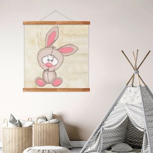 Cute Rabbit Printable Art File, Baby Bunny Painting  Art for Baby Room Wall Art, Download XL JPG Print Files, DIY Decor for Nursery