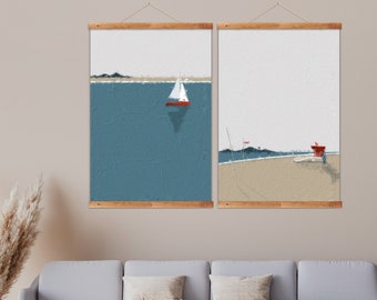 Minimalist Wall Art Decor, Canvas Hanging, Rustic Frame 2 Banner, Wall Art Decoration, Modern Painting on Canvas, Living Room Art Decor
