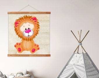 Cute Lion Printable File, Baby Leon Painting Art for Kids Room Wall Art, Download Large JPG Print Files, DIY Decor for Nursery, SVG