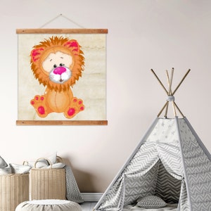 Cute Lion Printable File, Baby Leon Painting Art for Kids Room Wall Art, Download Large JPG Print Files, DIY Decor for Nursery, SVG