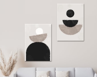 Boho Wall Art 2 Set Decor, Minimalist Bohemian Painting Texture, Wall Decor Set, Canvas or Paper Printing or Framed Canvas Set
