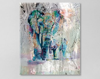 Abstract Elephant Canvas, Modern Wall Art Decor, Home or Office Wall Decoration, Large Elephant on Canvas Prints