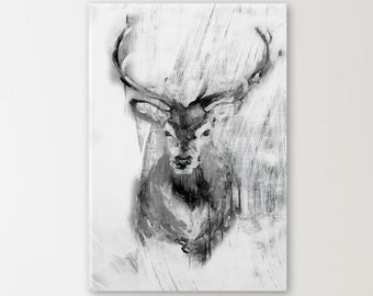 Abstract Deer Canvas Decor, Black and White Canvas, Large Canvas Print, Modern Deer Canvas Wall Art, Home or Office Large Decor, Wall Art