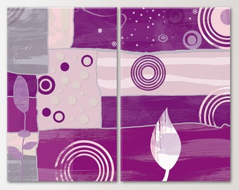 Modern Wall Decor, Purple Color Abstract Canvas Art, Modern Geometric, Wall Decor, Office, Living Room Modern Canvas Decor