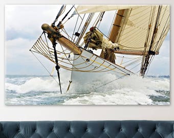 Sailing Boat Canvas, Large Canvas Sea Wall Decor, Framed Canvas, Sea Landscape Decor, Home Decor, Ship Canvas Decor, Sailing Boat On Sea