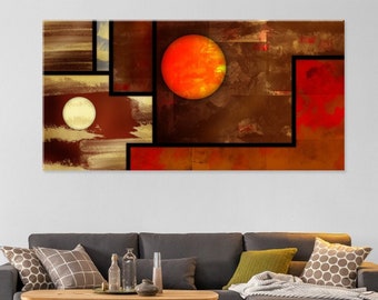 Modern Abstract Canvas, Gothic Wall Art, Geometric Design Home or Office Decor, Living Room Wall Art, Dark Colors Canvas Decor