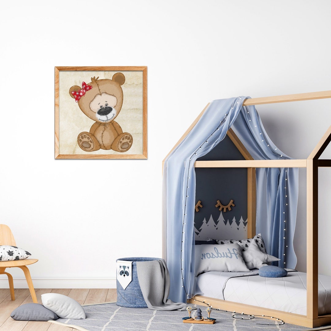 Cute Bear Printable File, Bear Painting Art for Kids Room Wall Art ...