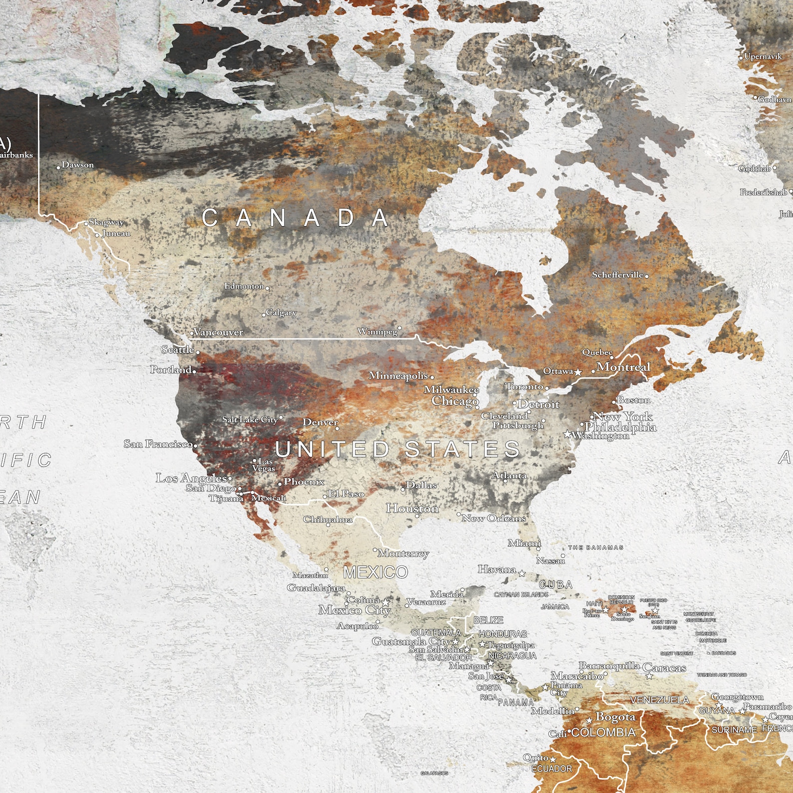 Hanging World Map Canvas Rustic Frame Home Decor Earth - Etsy