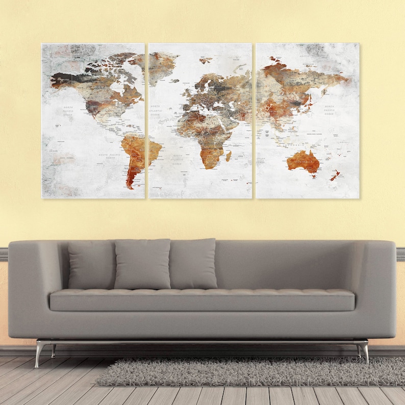 World Map Canvas, Large Wall Art shops Push Pin Canvas, Adventure and Travel Decoration