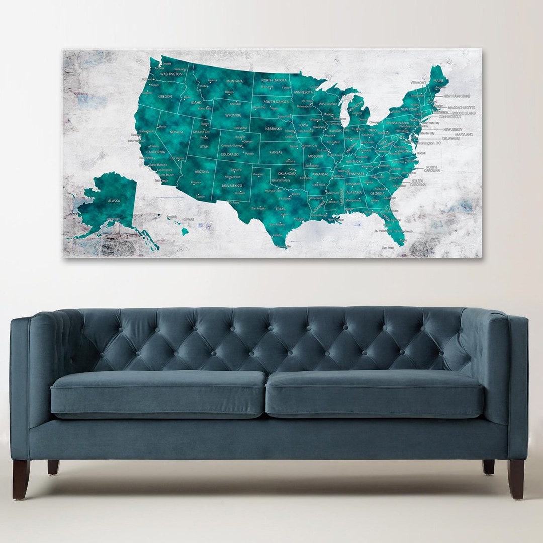 US Map Wall Art Push Pin Travel US Map Green United States Map Home Il 1080xN.1704165003 11dk 
