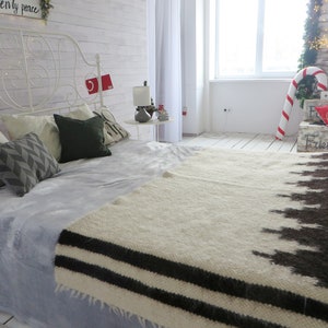 Bed Throw Wool Blanket  Bed  Runner Hand Woven Scarf White Black Wall Hanging Bedding Bed Cover Sofa Coverlet Scandinavian Blanket Throw Rug