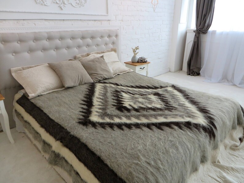 Scandinavian Wool Blanket Queen Size Bed Cover Gray Wool Etsy