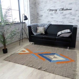 Wool Rug Area Rug Accent Rug Modern Runner Rug Carpet Rug Geometric  Rugs Floor Decor Scandinavian Design Gray Throw Floor Carpet Woven Rugs