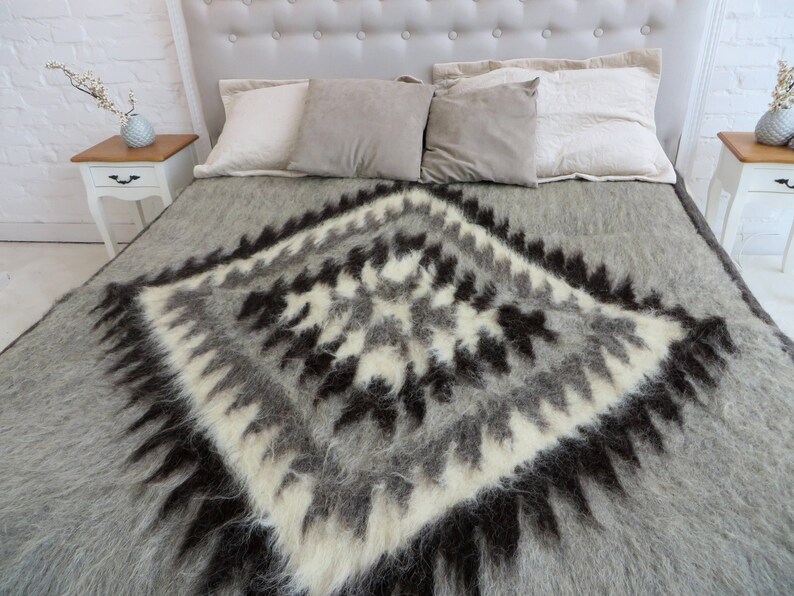 Scandinavian Wool Blanket Queen Size Bed Cover Gray Wool Etsy