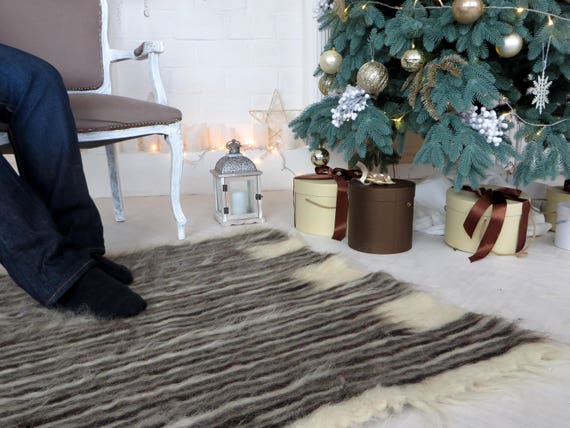 Wool Rugs Woven Rug Black And White Runner Rug Wool Throw Blanket Bed Cover Floor Rug Bed Rug Striped Rug Scandinavian Decor Bedroom Rugs