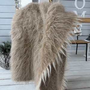 Wool Throw Shaggy Flokati Throw Blanket Bed Scarf Bed Blanket Coverlet Bedspread Twin Blankets Handwoven Blanket Iclandic Scandinavian Throw