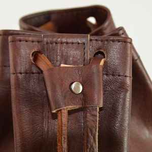 Leather Backpack, Leather Shoulder Bag, Drawstring Bag, Moroccan Bag, Duffel Bag, Leather Travel Bag, Leather Gym Bag, Leather Bucket Bag. zdjęcie 3