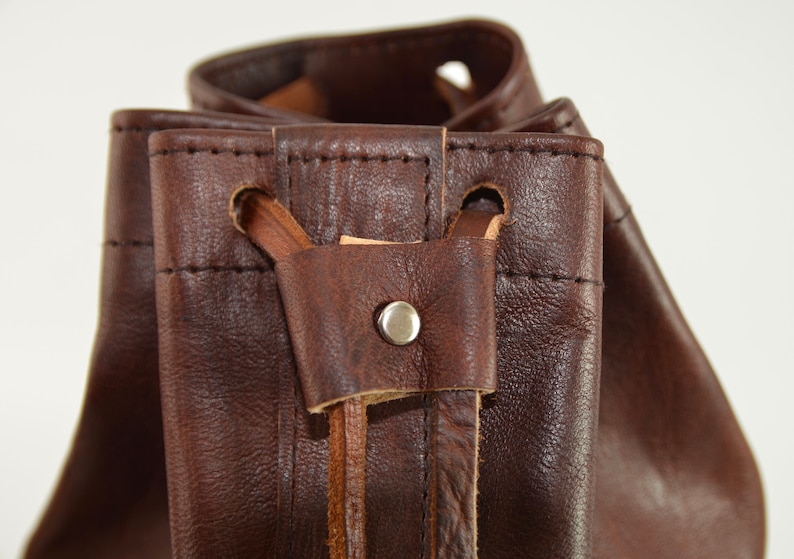 Leather Backpack, Leather Shoulder Bag, Drawstring Bag, Moroccan Bag, Duffel Bag, Leather Travel Bag, Leather Gym Bag, Leather Bucket Bag. zdjęcie 3