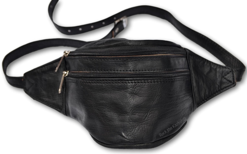 Organic Handmade Leather Hip Bag, Fanny Pack, Bumbag, Belt Bag, Waist Bag, Waist Pouch, Money Belt, Festival Belt, Travel Belt, 8 Colours Black