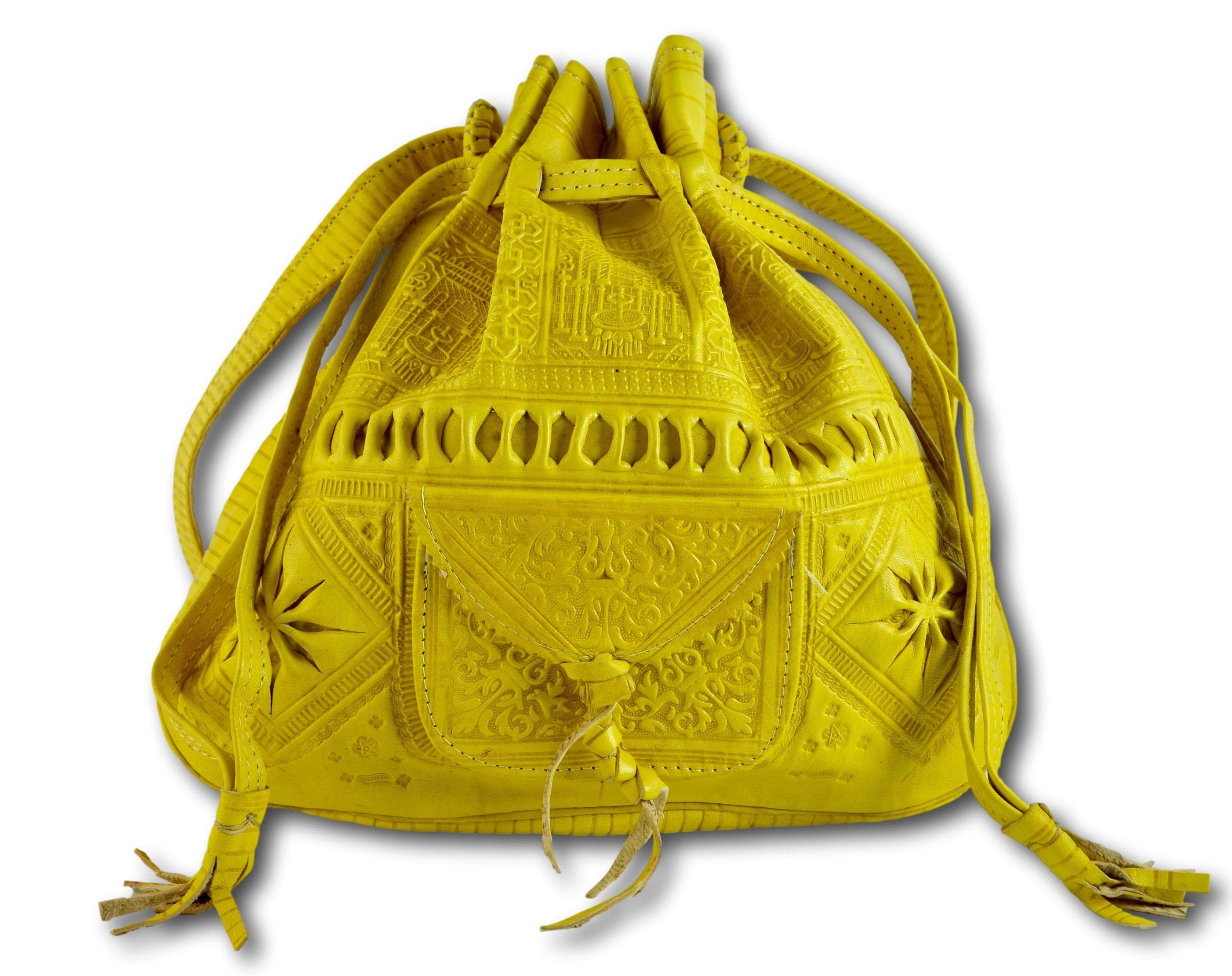 yellow drawstring bolsa