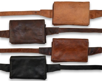 Leather Wallet Purse Belt Bag, Phone Bag, Bumbag, Hip Bag, Money Belt, Travel Belt, Handmade from Naturally Tanned Leather. CROSSBODY OR HIP