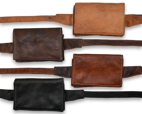 Leather Wallet Purse Belt Bag, Phone Bag, Bumbag, Hip Bag, Travel Belt: Can also be worn crossbody