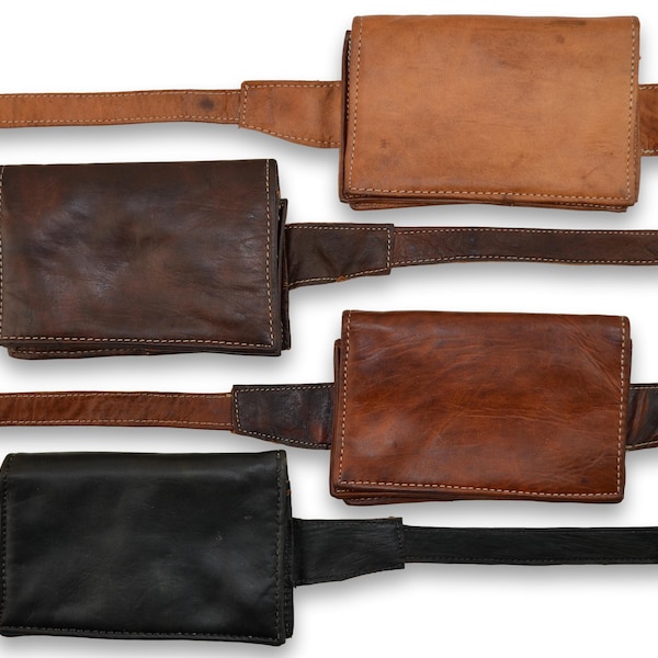 Leather Wallet Purse Belt Bag, Phone Bag, Bumbag, Hip Bag, Money Belt, Travel Belt, Handmade from Naturally Tanned Leather. CROSSBODY OR HIP