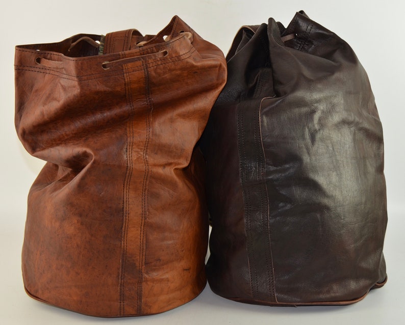 Sac à dos en cuir, sac à bandoulière en cuir, sac à cordon, sac marocain, sac polochon, sac de voyage en cuir, sac de sport en cuir, sac seau en cuir. image 7