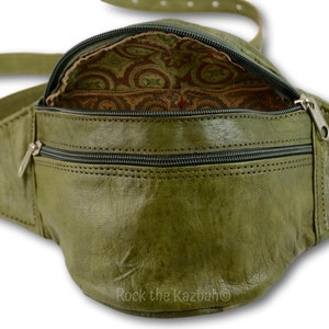 Organic Handmade Leather Hip Bag, Fanny Pack, Bumbag, Belt Bag, Waist Bag, Waist Pouch, Money Belt, Festival Belt, Travel Belt, 8 Colours Khaki Green