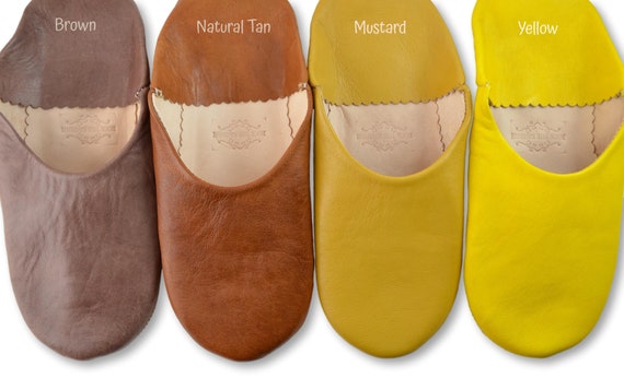 Mens Moroccan Yellow Leather Babouche Slippers/handmade Slippers/mens  Leather Slippers/babouche/yellow Leather Moroccan Slippers 