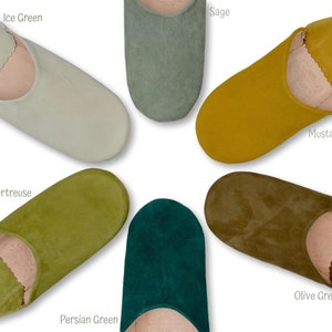 Moroccan Suede Babouche Slippers, Womens Babouche, Moroccan Slippers, Handmade Suede Slippers, Leather Slippers, Slides, Mules, 15 Colours image 5